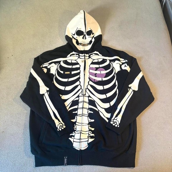 Crazy Rare‎ Lifted Research Group Skeleton full zip-up hoodie